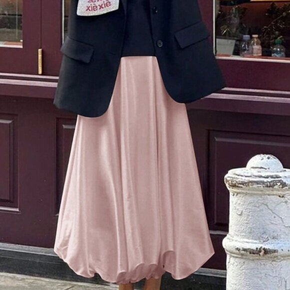 Pink Casual Women's Plain Color Pencil Skirt - Picture 8 of 11